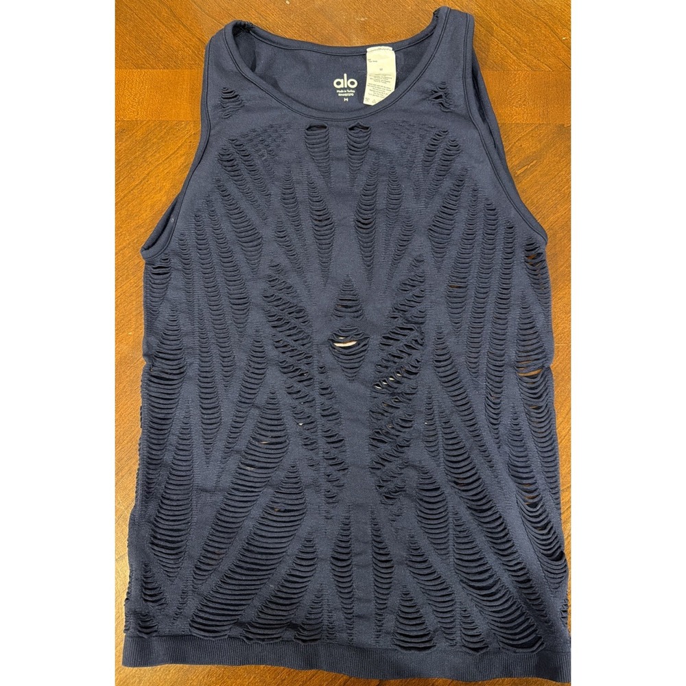Alo Yoga Purple Tank Top Bundle Vixen Laser Cut & Ribbed Keyhole Back Womens M